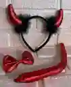 Kit Accesorios Diabla Negro/rojo Disfraz Halloween