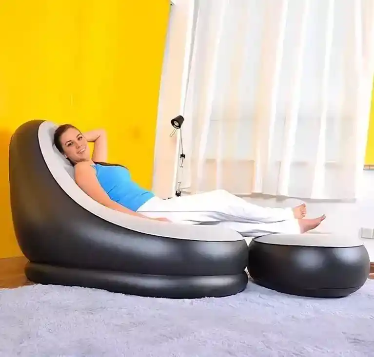 Sillón Inflable 2 Piezas Plegable Descanso Pies Sala Hogar