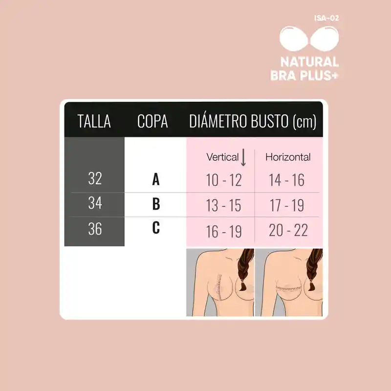 Brasier Invisible Adhesivo Aumenta Una Talla En Silicona / Natural Bra Plus B34