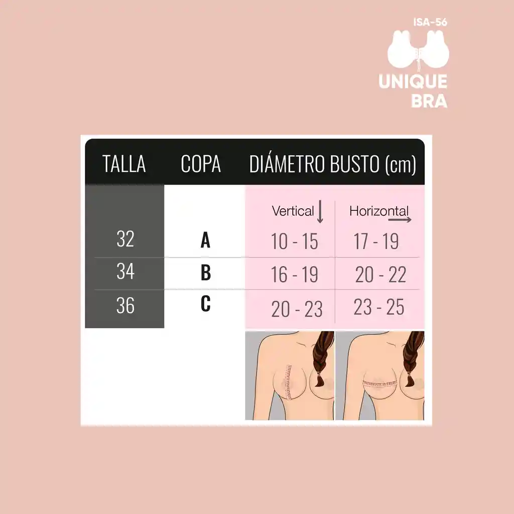 Brasier Adhesivo Invisible Para Levantar El Busto / Unique Bra Negro A32-34