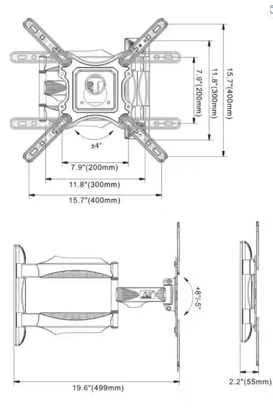 Soporte De Pared Tv 32-55 Pulgadas Nia P4 Pq