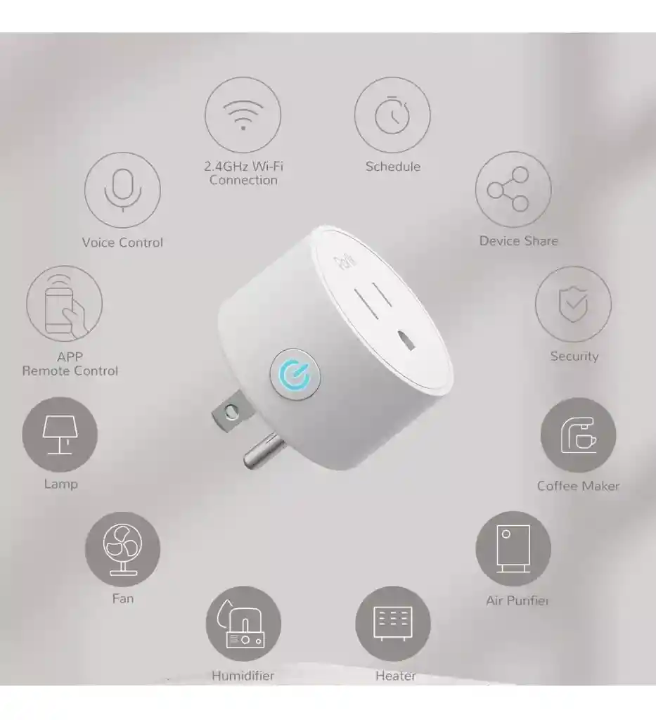 Enchufe Inteligente Toma Wifi Smart Echo Alexa Google Y Siri Color Blanco