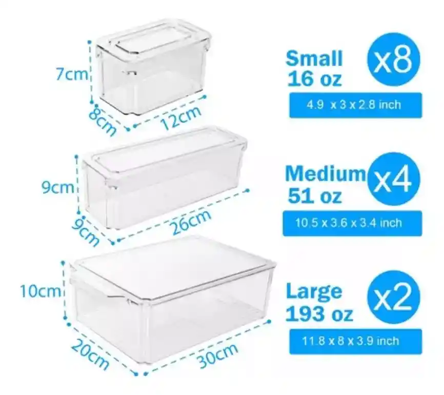 Organizador Nevera Set X7 Contenedores Con Tapa Apilables