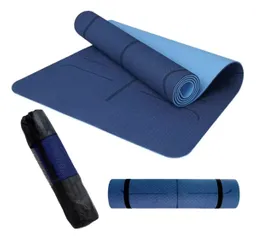 Colchoneta Tapete Yoga Ejercicio 6mm Bolso Correa Guías Color Azul