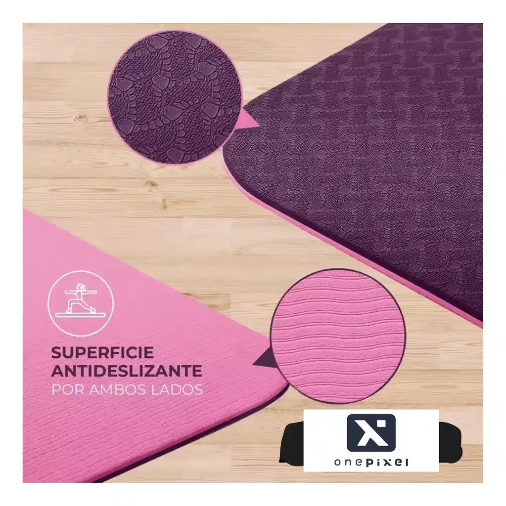 Colchoneta Tapete Yoga Ejercicio 6mm Bolso Correa Guías Color Morado
