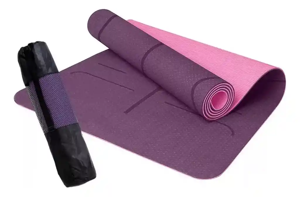 Colchoneta Tapete Yoga Ejercicio 6mm Bolso Correa Guías Color Morado
