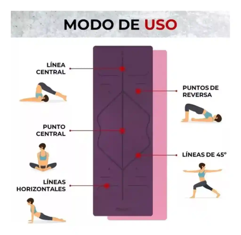 Colchoneta Tapete Yoga Ejercicio 6mm Bolso Correa Guías Color Morado