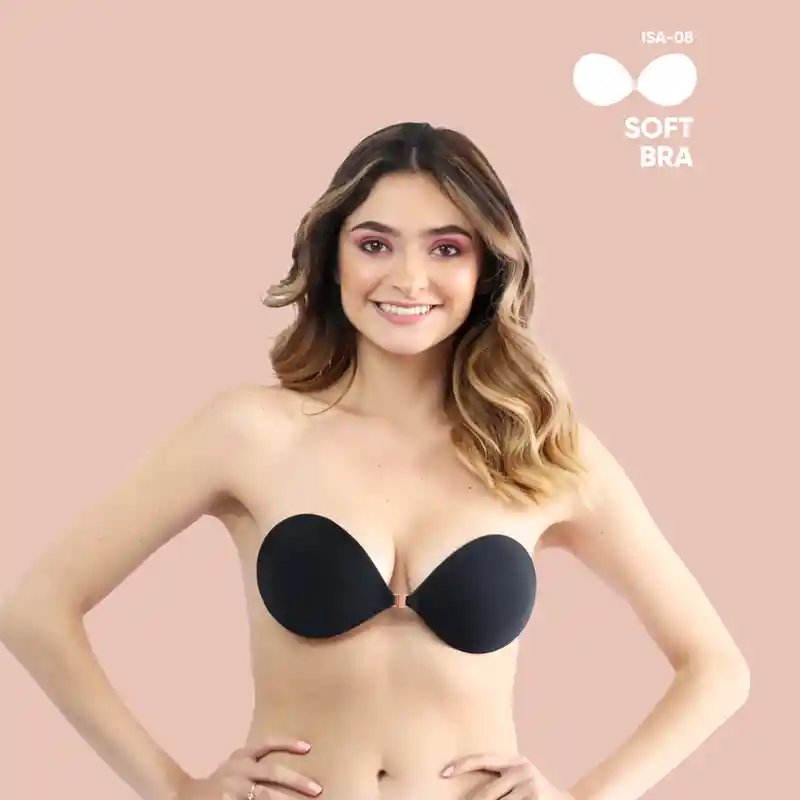 Brasier Invisble Adhesivo En Tela Con Realce / Soft Bra Negro C36