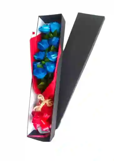 Caja De 10 Rosas Azules