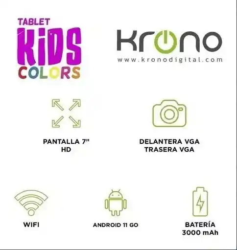 Tablet Krono Kids Colors Ram 1gb / Rom 16 Gb Niños-niñas