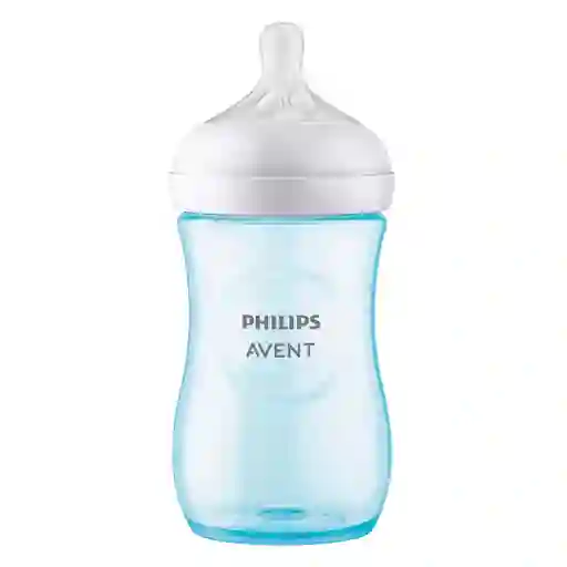 Tetero 9oz, Válvula Anticólicos, Diseño Antigoteo Azul - Philips Avent Natural Response