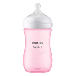 Tetero 9oz, Válvula Anticólicos, Diseño Antigoteo Rosado - Philips Avent Natural Response