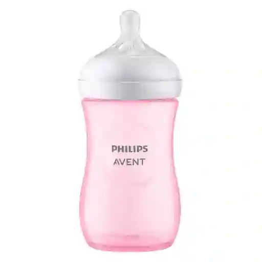 Tetero 9oz, Válvula Anticólicos, Diseño Antigoteo Rosado - Philips Avent Natural Response