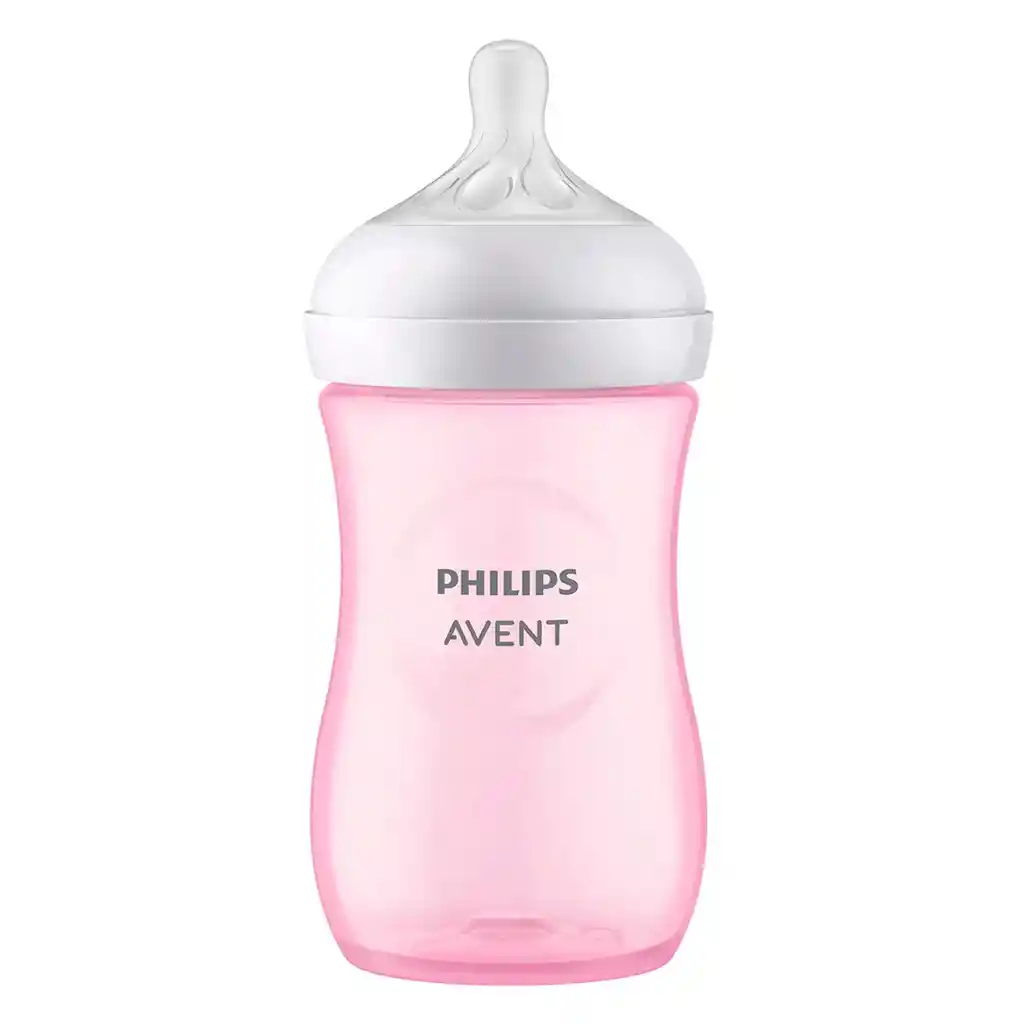 Tetero 9oz, Válvula Anticólicos, Diseño Antigoteo Rosado - Philips Avent Natural Response
