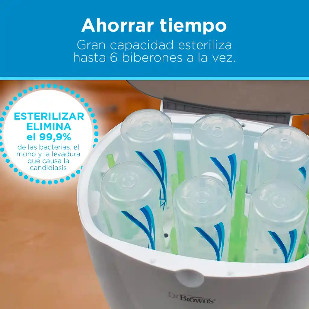 Esterilizador Eléctrico A Vapor Con Capacidad Para 6 Teteros Y Accesorios, Bandeja Extraíble Y Función De Apagado Automático - Dr Brown´s