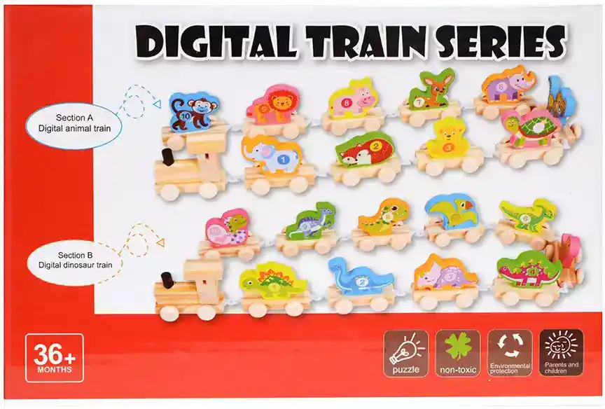 Juego Didactico - Tren De Dinosaurios, Madera