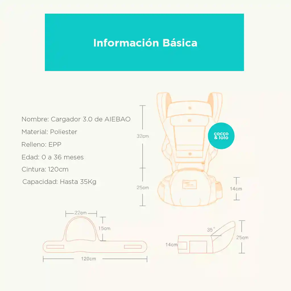 Portabebés Ergonómico Tipo Canguro 3 En 1 Verde Menta Colorlife