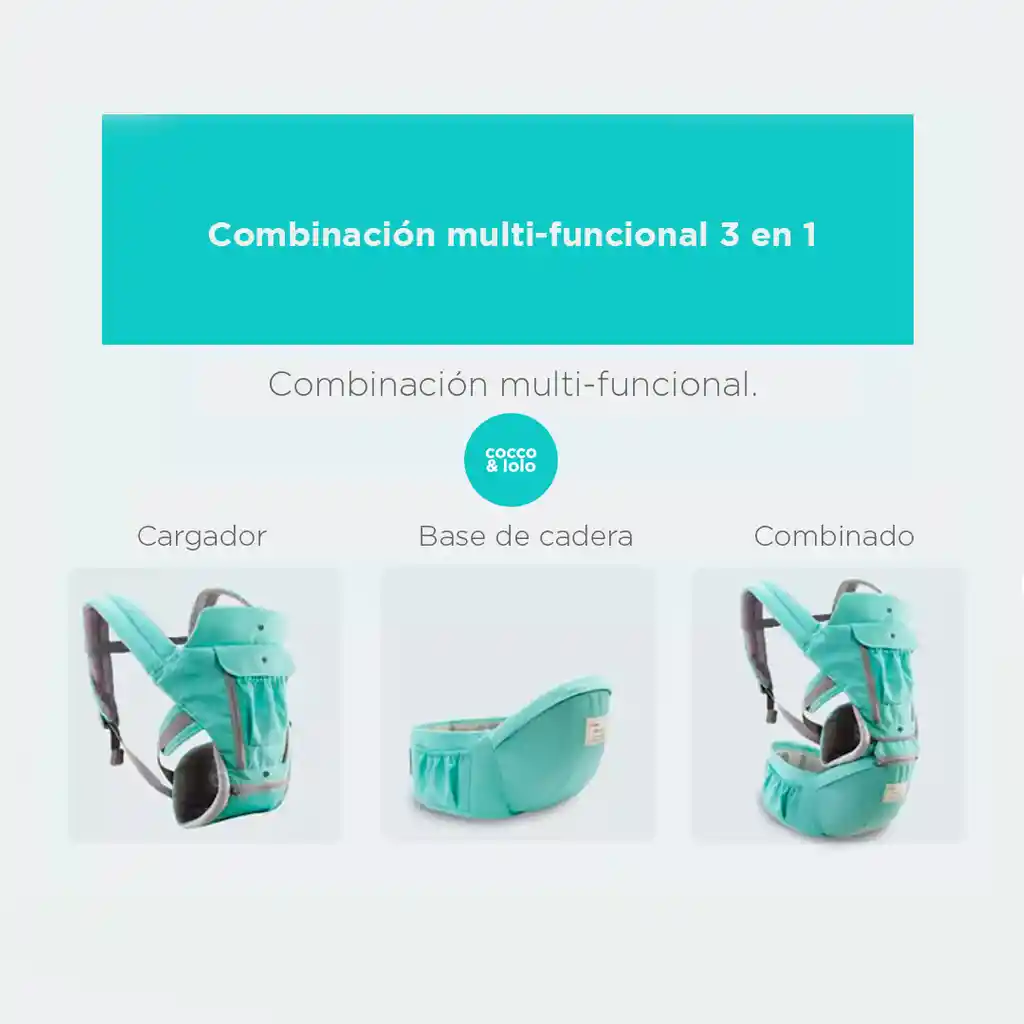 Portabebés Ergonómico Tipo Canguro 3 En 1 Azul Colorlife