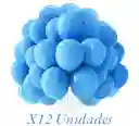 Globos En Látex R12 X12 Unidades Azul Claro Mate