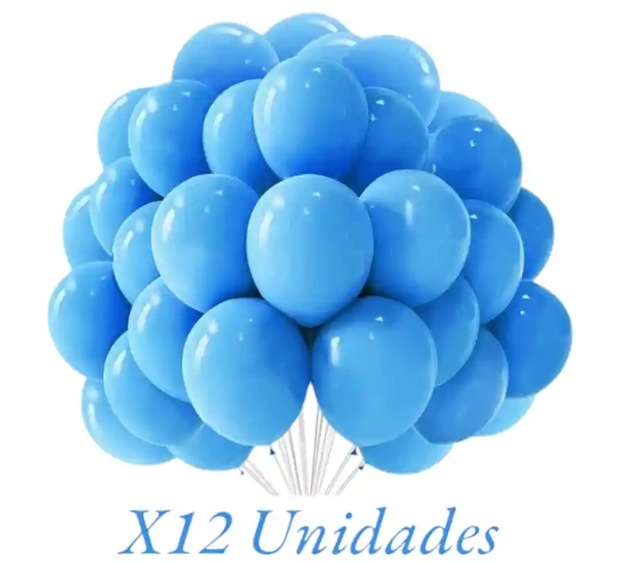 Globos En Látex R12 X12 Unidades Azul Claro Mate