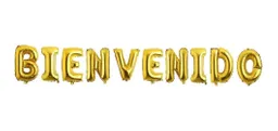 Globo Bienvenidos Dorado Letras Bombas Wellcome 40 Cm