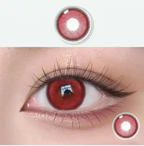 Lentes De Contacto Rojo Cosplay Disfraz Uyaai + Estuche