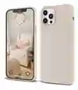 Combo Silicone Case + Vidrio Blindado Iphone 12/12 Pro (beige)