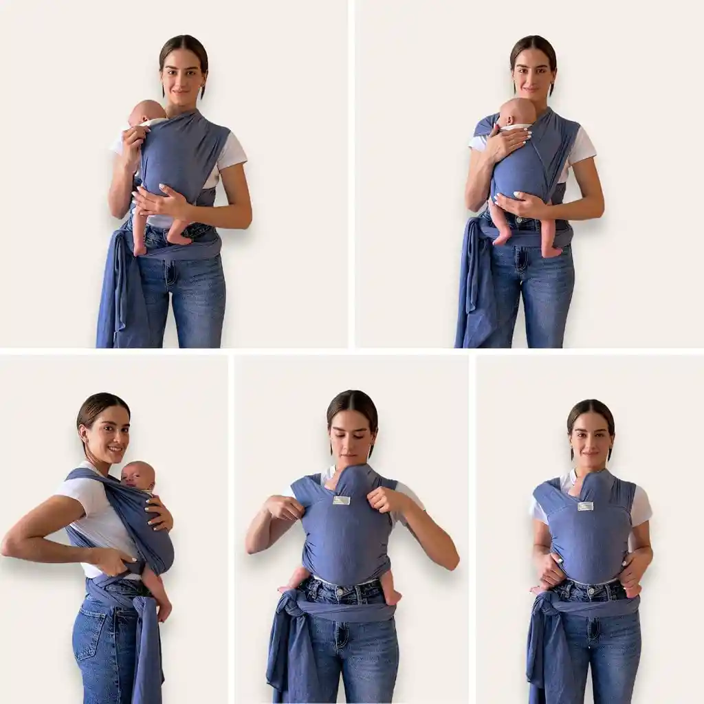 Fular Portabebé Todo En 1 Para Recién Nacido, Elástico, Suave Y Transpirable Azul - Emebe