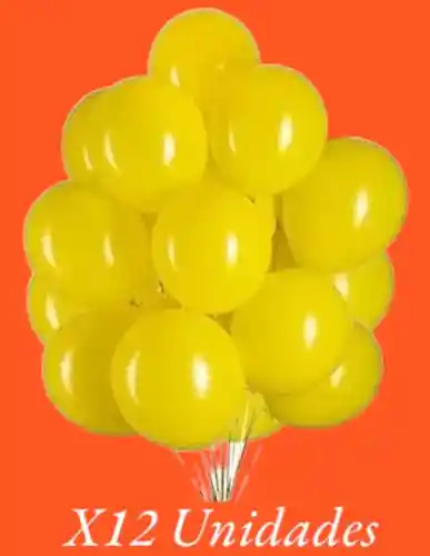 Globos En Látex R12 X12 Unidades Amarillo Mate