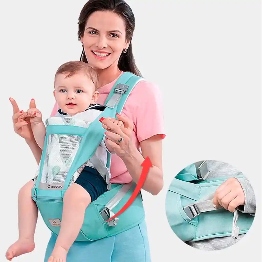 Cargador Porta Bebés, Multifuncional, Con Malla De Ventilación Verde Menta Color Life
