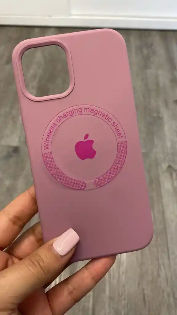 Combo Silicone Case Magsafe + Vidrio Blindado Iphone 12/12 Pro (palo Rosa)