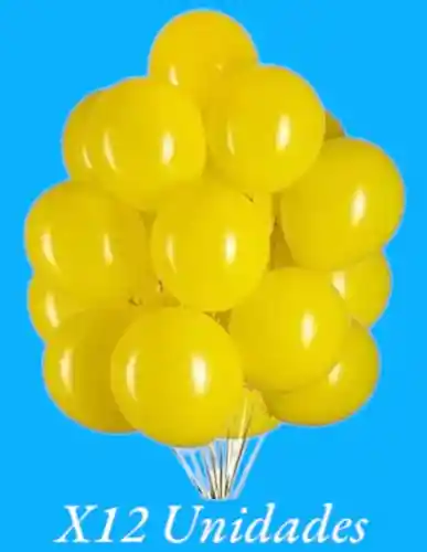 Globos En Látex R12 X12 Unidades Amarillo Mate