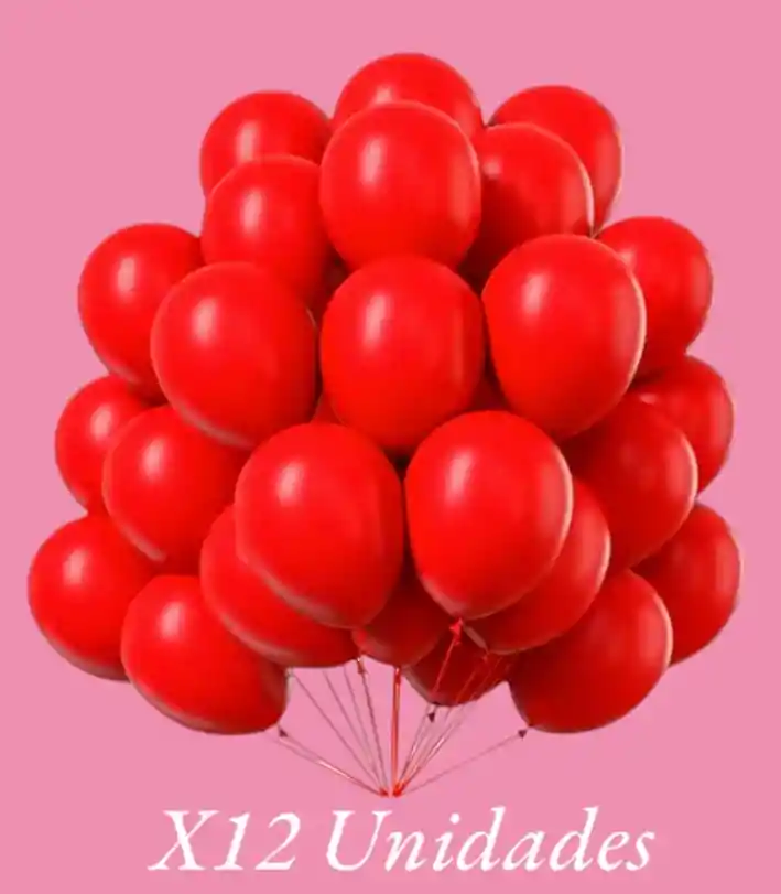 Globos En Látex R12 X12 Unidades Rojo Mate