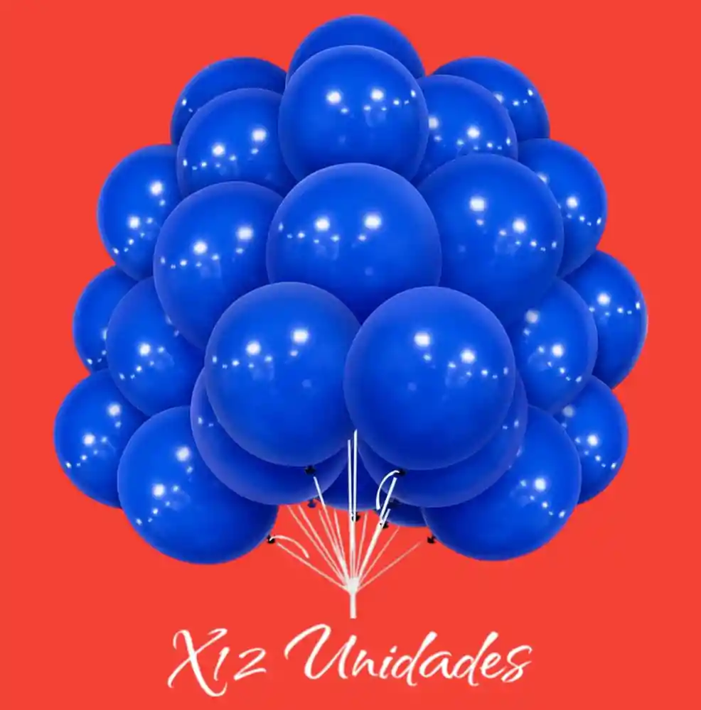 Globos En Látex R12 X12 Unidades Azul Rey Mate