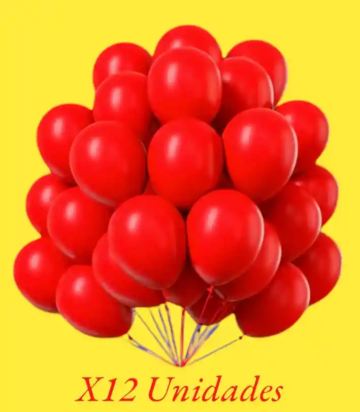 Globos En Látex R12 X12 Unidades Rojo Mate