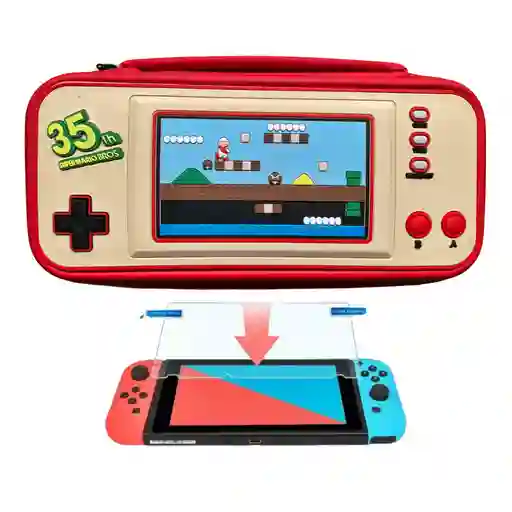 Estuche Mario Edicion 35 Años + Vidrio Para Nintendo Switch