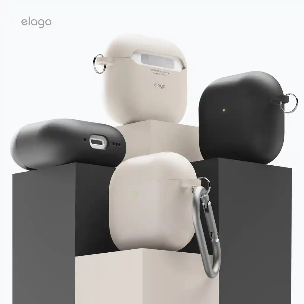 Estuche Para Airpods 4 De Silicona Con Arnés Elago En Stone