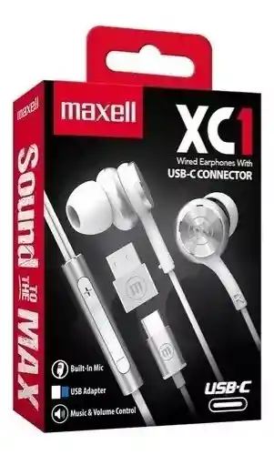 Audífonos Con Micrófono Maxell Conexión Tipo-c/adaptador Usb