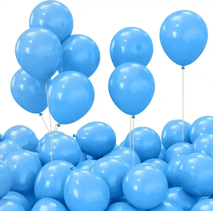 Globos En Látex R12 X12 Unidades Azul Claro Mate