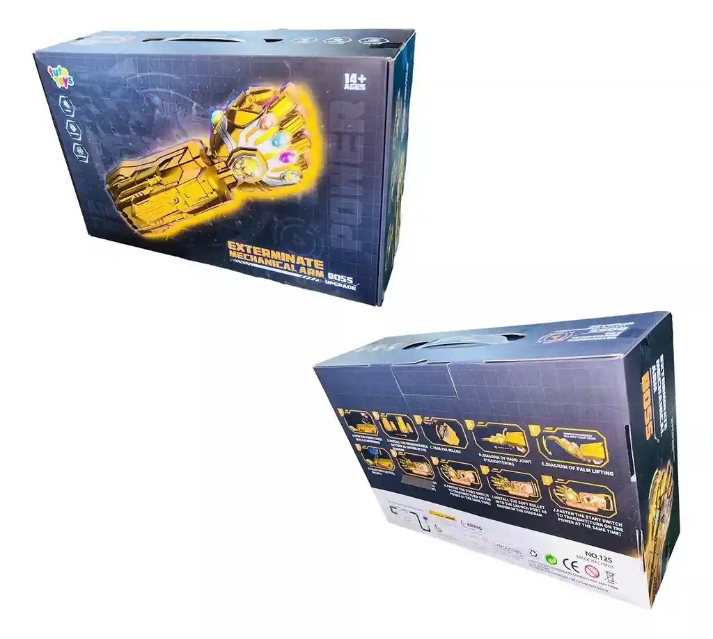 Brazo Robótico Iron Man Lanzador De Dardos Y Esferas De Hidrogel Color Amarillo