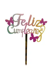 Letrero Feliz Cumpleaños Con Letra Cursiva De Colores Decoracon Pastel Cake Topper