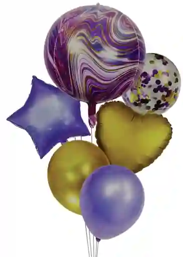 Bouquet Globos Lila Combinado X 6 Und