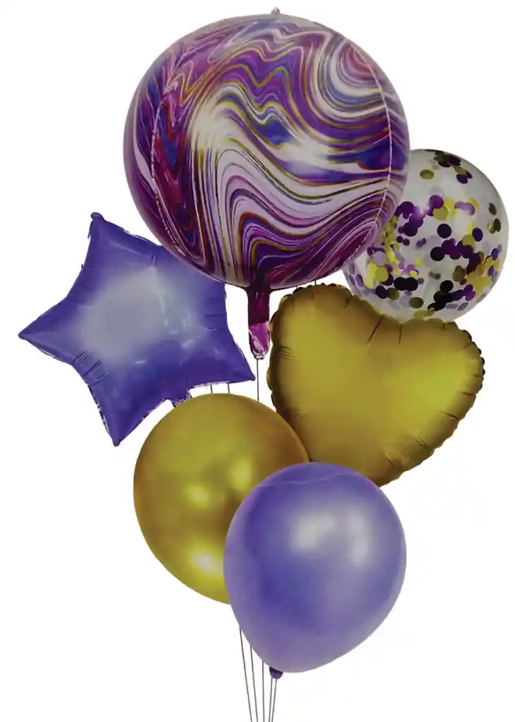 Bouquet Globos Lila Combinado X 6 Und