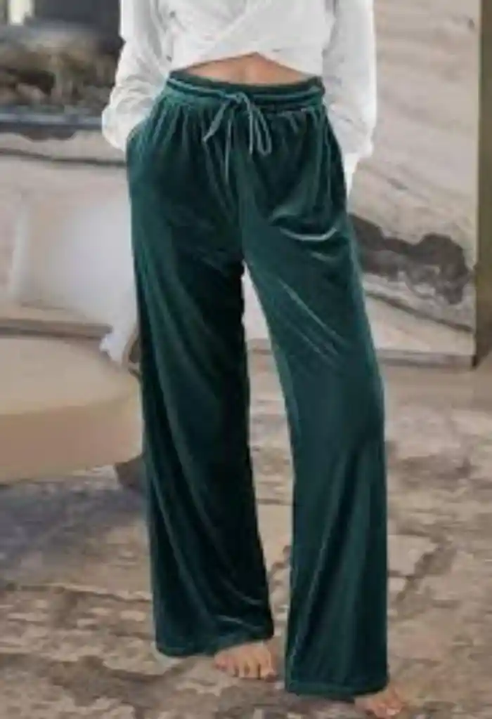 Pantalon Palazzo Terciopelo Con Bolsillos