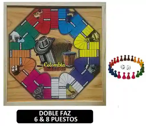 Juego De Parqués Magnético Grande 8 Y 6 Puestos Doble Faz Imantado Parchís