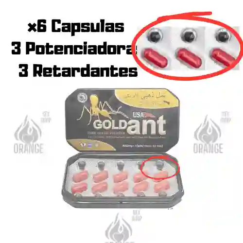 Combo X6 Pildoras Potenciador Retardante Eyaculación Hormiga Negra (gold Ant) - ¡controla Y Sorprende En La Intimidad!