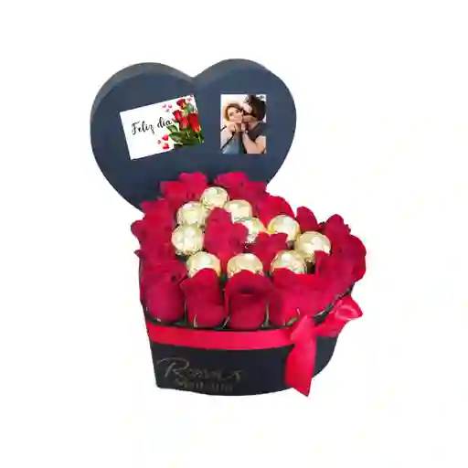 Corazón Con Rosas De Exportación Y Ferrero - Pequeño