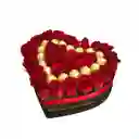 Corazón Con Rosas De Exportación Y Chocolates Ferrero Rocher - Mediano