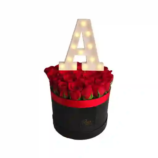 Cilindro Con Rosas Y Letra Luz Led - Mediano
