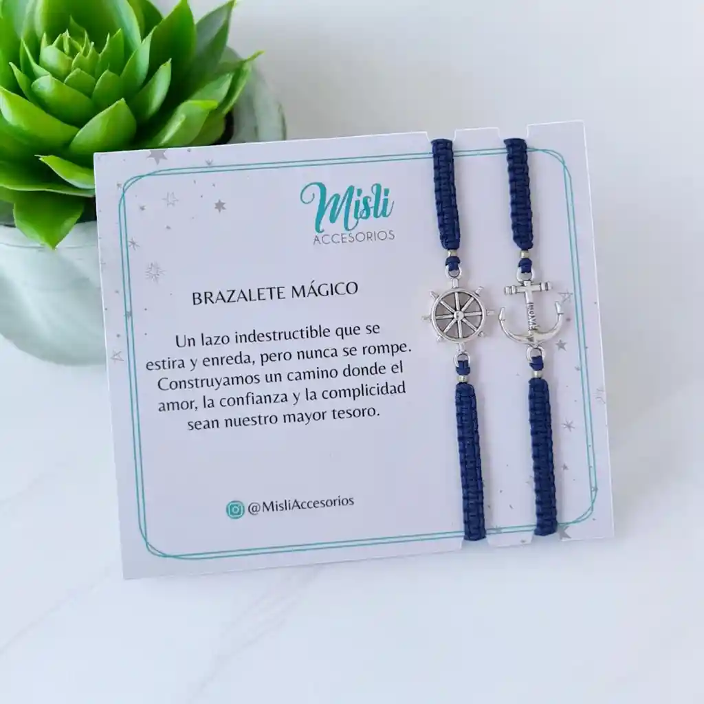 Set Pulseras Ancla Y Timon Tejidas Para Compartir